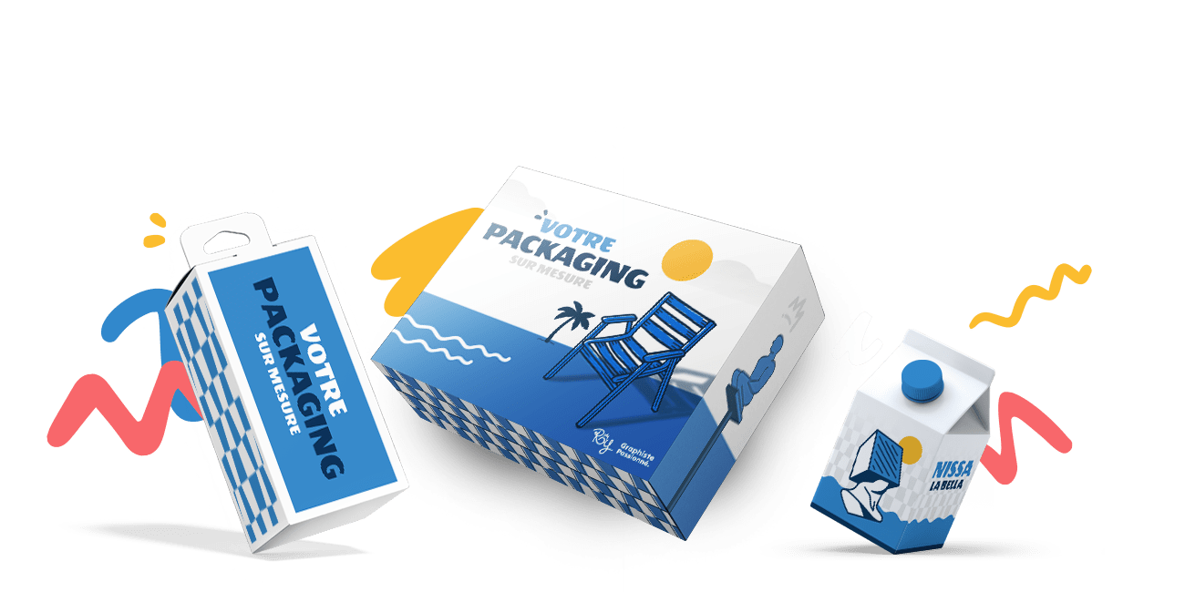 Illustration mettant en avant la création de design packaging sur mesure par Roy Design