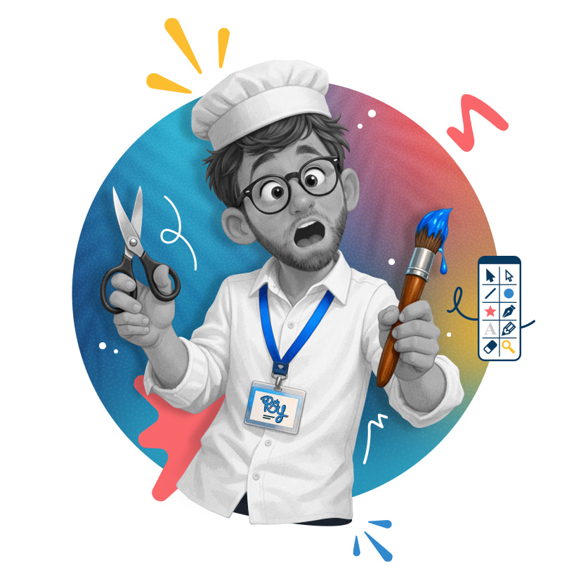 Illustration graphique représentant Roy Design auprès des entreprises et commerçants