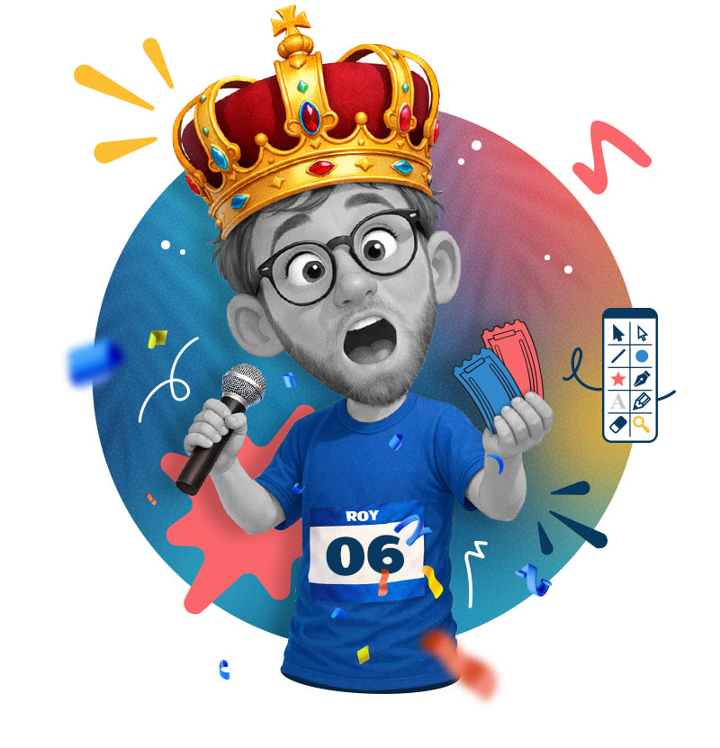 Illustration graphique représentant Roy Design dans l’univers événementiel et festif