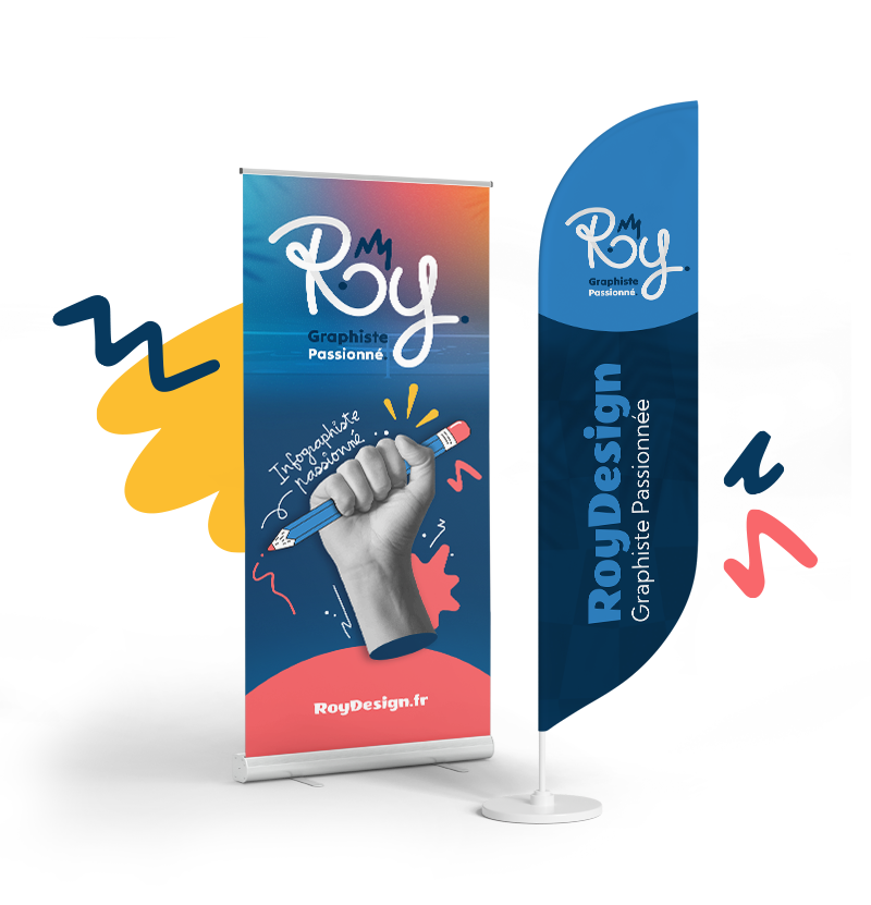 Illustration de la création de bâches et kakémonos personnalisés