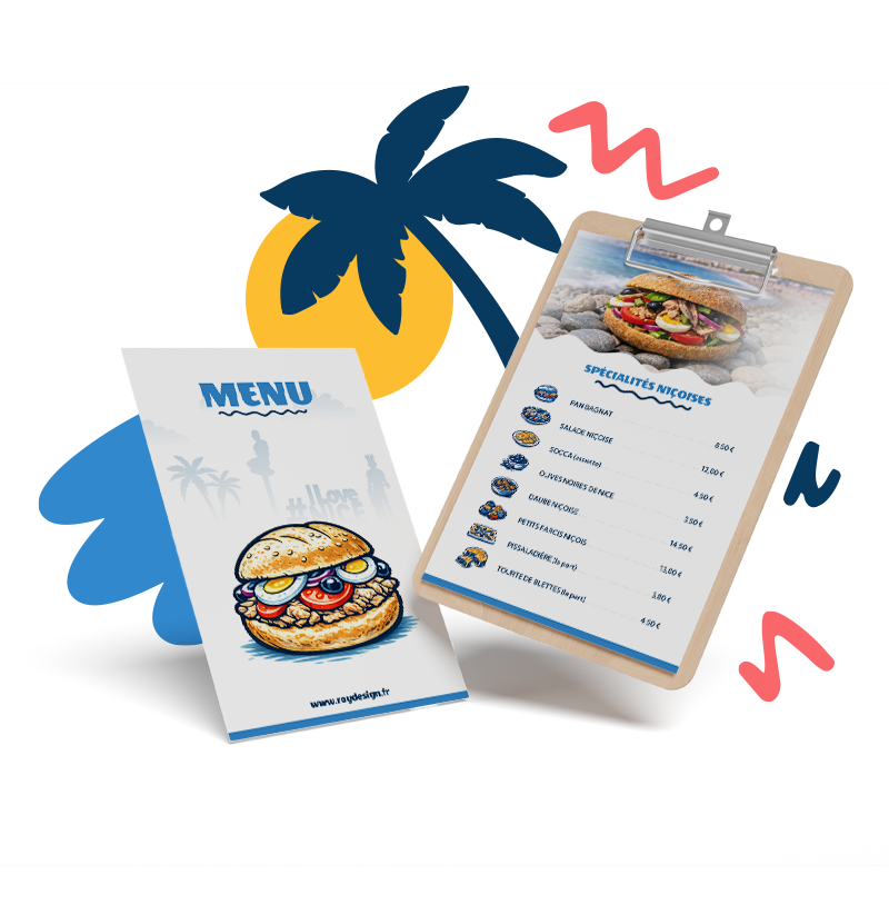 Création de menus et sets de table personnalisés - Roy Design sur la Côte d’Azur