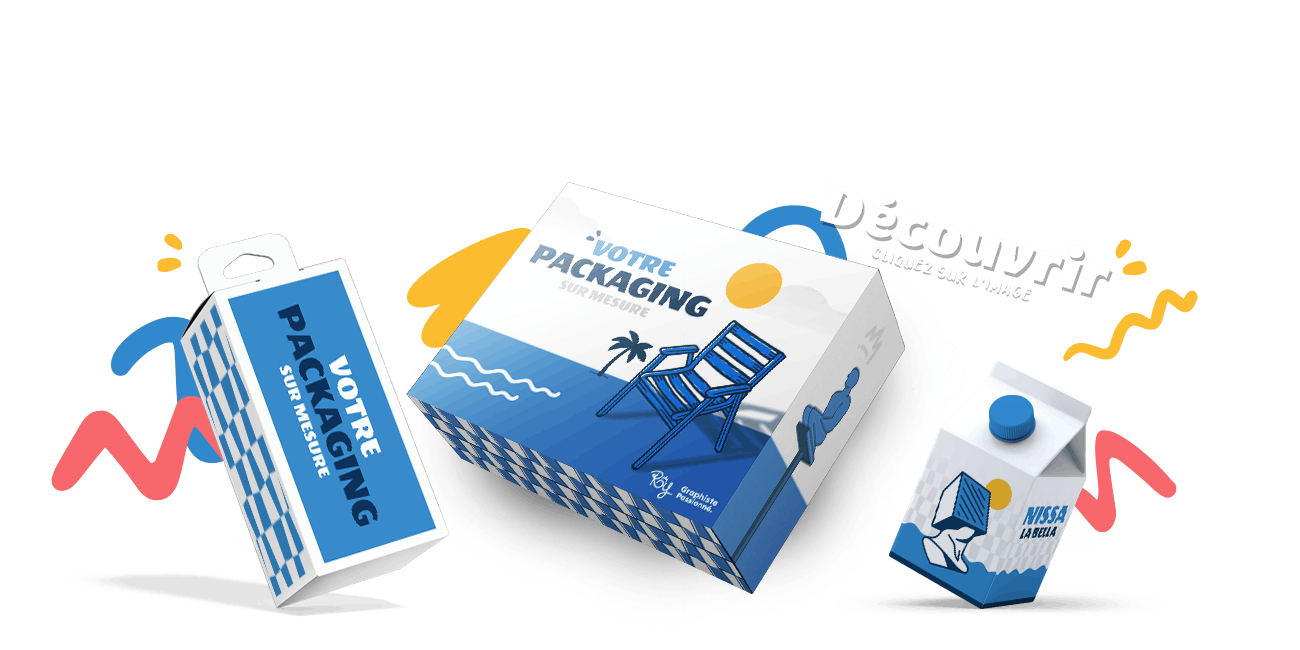 Illustration mettant en avant la création de design packaging sur mesure par Roy Design